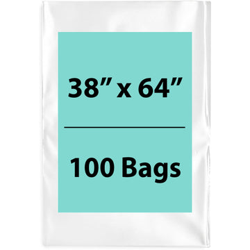 38X64 inches Clear Flat Poly Bags 1.5Mil Open Top (LDPE)